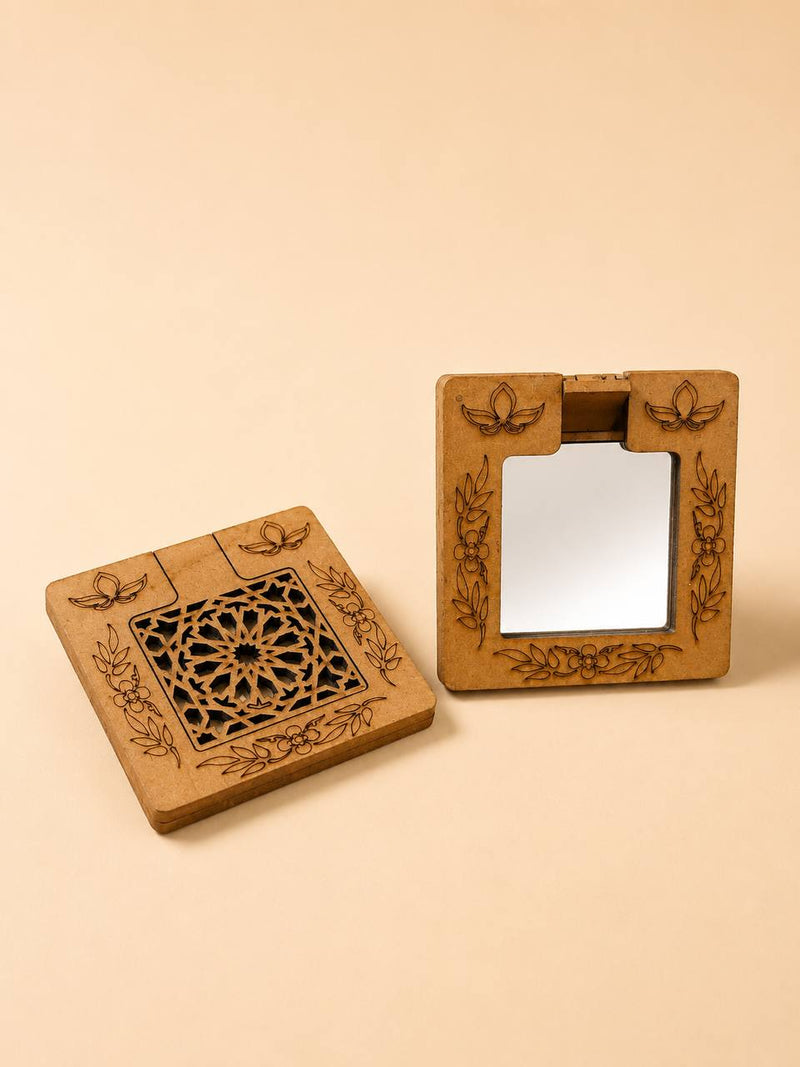 Wooden Mirror for Laddu Gopal Shringar Mandir Decoration