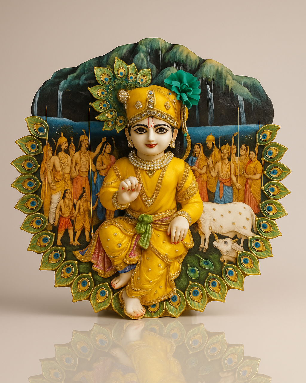 Yellow Poshak for Laddu Gopal Bal Gopal Kanha Ji Shringar Dress+Pagdi