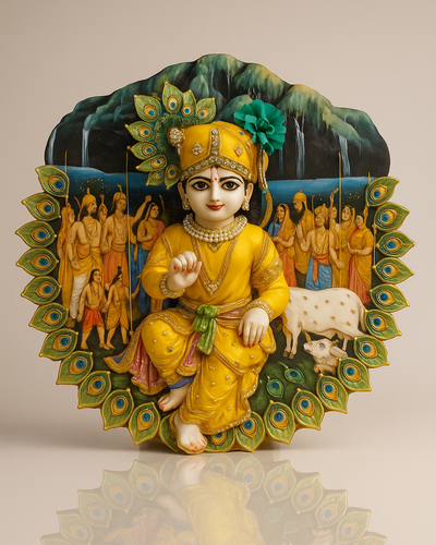 Yellow Poshak for Laddu Gopal Bal Gopal Kanha Ji Shringar Dress+Pagdi