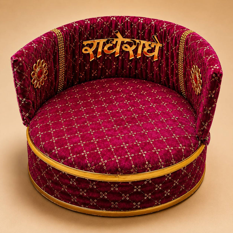 Round Sofa Singhasan for Laddu Gopal Bal Gopal Kanha Ji Mandir