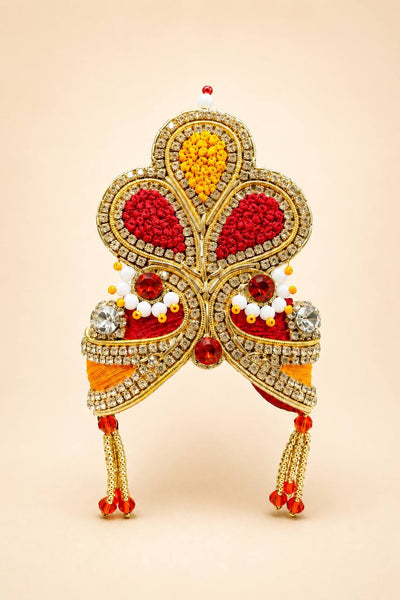 Laddu Gopal Mukut Red Yellow Shringar Crown Kanha Ji Pooja
