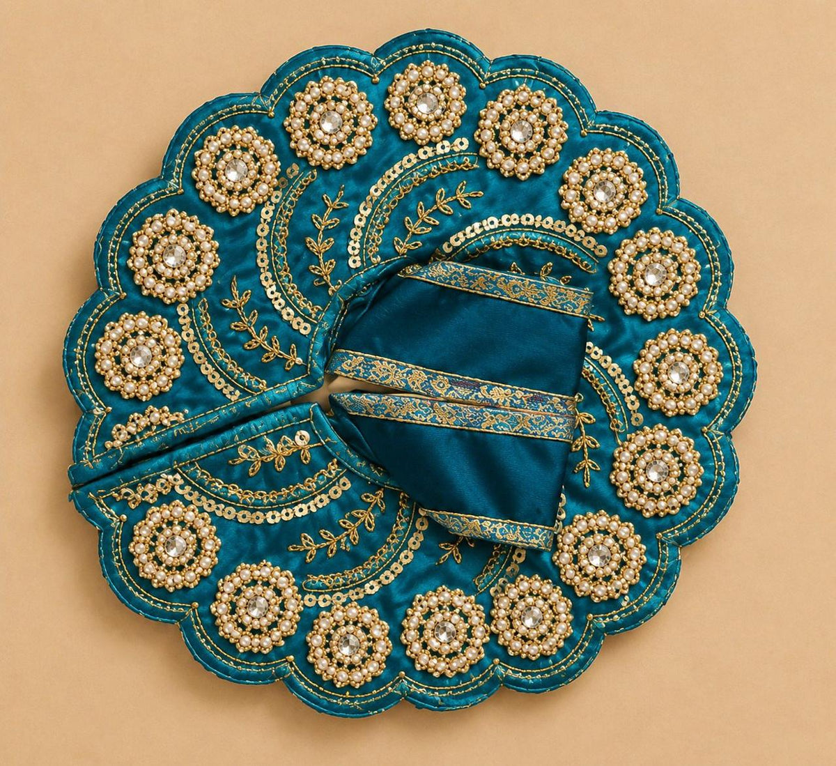 Divine Poshak for Laddu Gopal - Peacock Blue Shringar