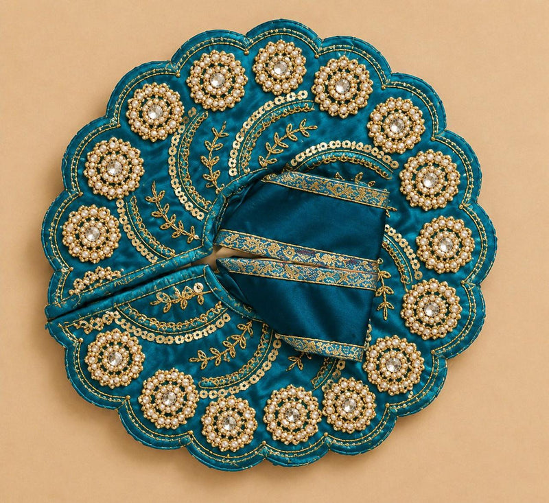 Divine Poshak for Laddu Gopal - Peacock Blue Shringar