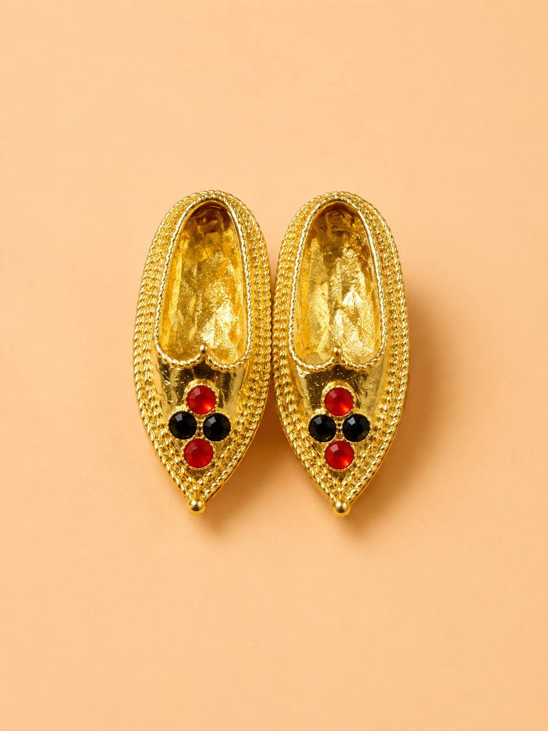 Laddu Gopal Charan Paduka Gold Shoes Shringar Pooja Mandir